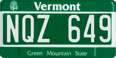 VT license plate NQZ649