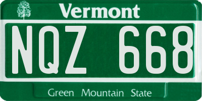 VT license plate NQZ668