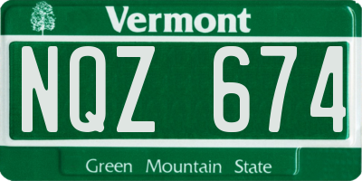 VT license plate NQZ674