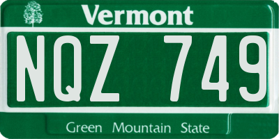 VT license plate NQZ749