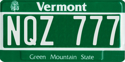 VT license plate NQZ777