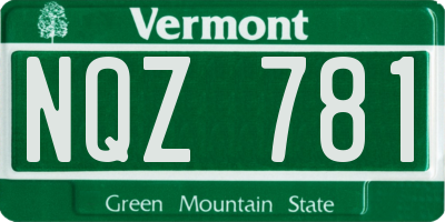 VT license plate NQZ781
