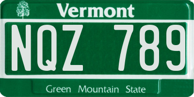 VT license plate NQZ789