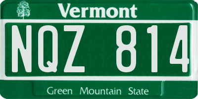 VT license plate NQZ814