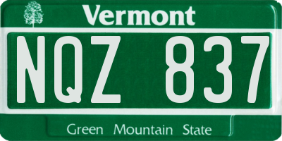 VT license plate NQZ837