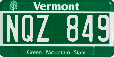 VT license plate NQZ849