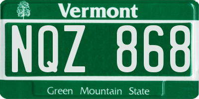 VT license plate NQZ868
