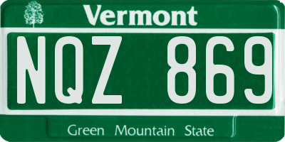 VT license plate NQZ869