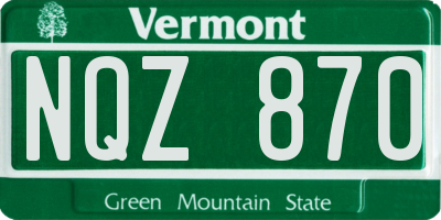 VT license plate NQZ870