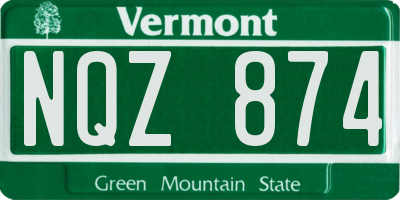 VT license plate NQZ874