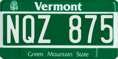 VT license plate NQZ875