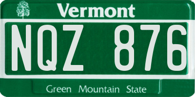 VT license plate NQZ876