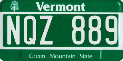VT license plate NQZ889