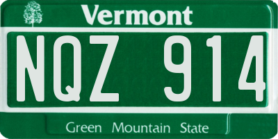 VT license plate NQZ914