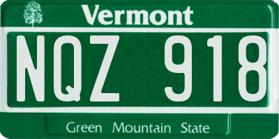 VT license plate NQZ918