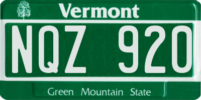 VT license plate NQZ920