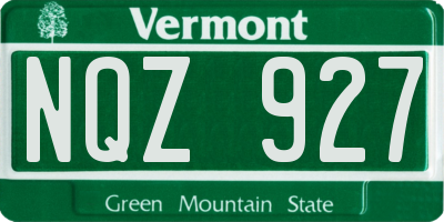 VT license plate NQZ927