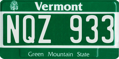 VT license plate NQZ933