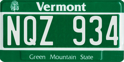 VT license plate NQZ934