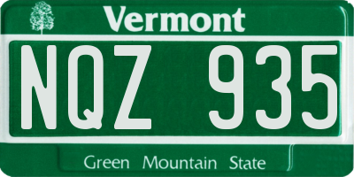 VT license plate NQZ935