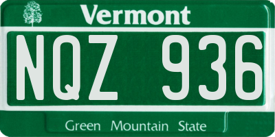 VT license plate NQZ936