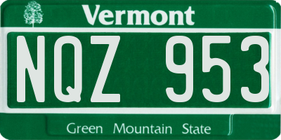 VT license plate NQZ953