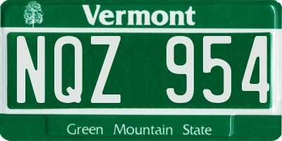 VT license plate NQZ954