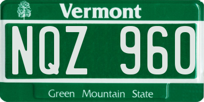 VT license plate NQZ960