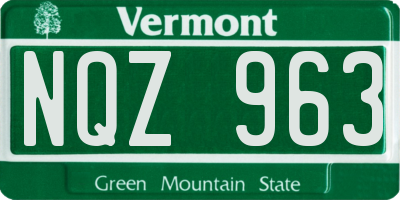 VT license plate NQZ963