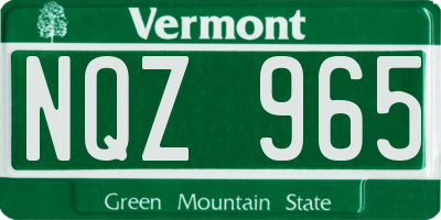 VT license plate NQZ965
