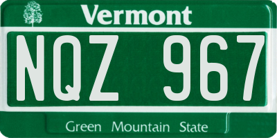VT license plate NQZ967
