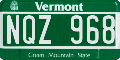 VT license plate NQZ968