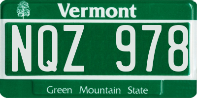 VT license plate NQZ978