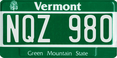 VT license plate NQZ980