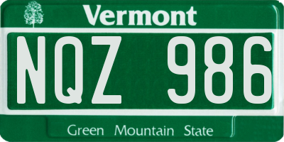VT license plate NQZ986