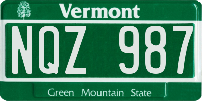 VT license plate NQZ987