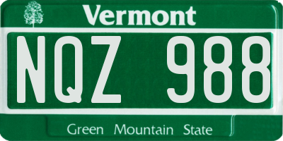 VT license plate NQZ988