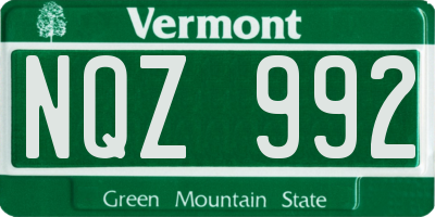 VT license plate NQZ992