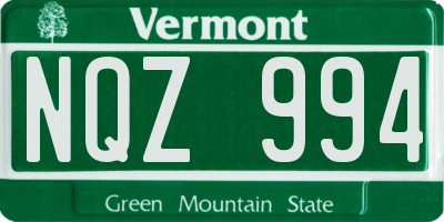 VT license plate NQZ994