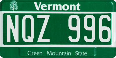 VT license plate NQZ996