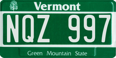 VT license plate NQZ997