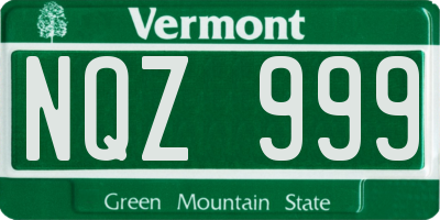 VT license plate NQZ999