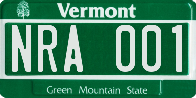 VT license plate NRA001