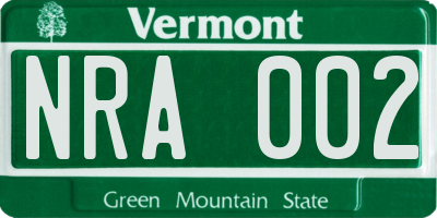 VT license plate NRA002