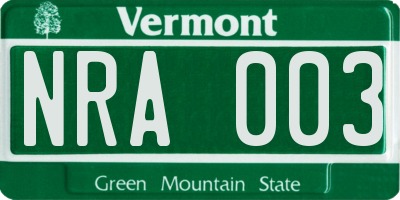 VT license plate NRA003