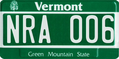 VT license plate NRA006