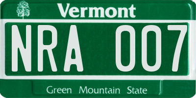 VT license plate NRA007
