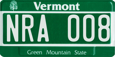 VT license plate NRA008