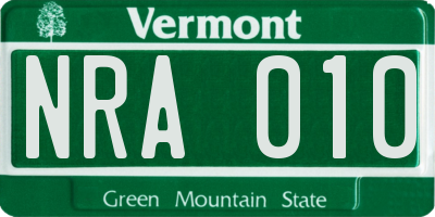 VT license plate NRA010