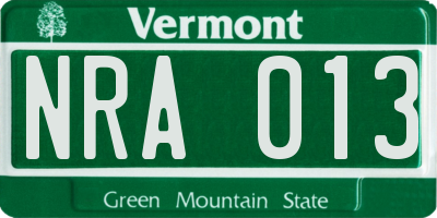 VT license plate NRA013
